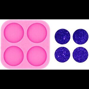 Shiny Glossy Four Round Circle Shape Set Keychain Silicone Mold with Hole for DI